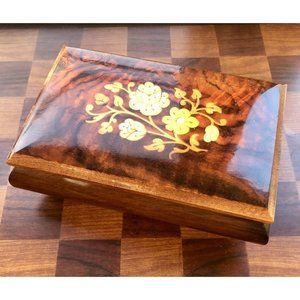 Vintage Music Box Inlaid Wood Intarsitalia Italy Sankyo japan movement  ‘memory’